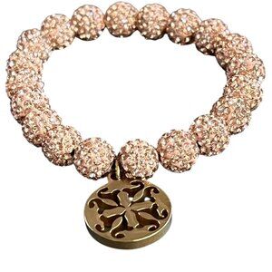 Rustic Cuff Emerson Soft Peach Pave Rhinestone Shambala Logo Bracelet